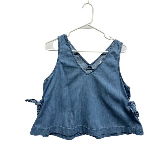 Madewell Sleeveless Denim Tank Swing Top With Side Ties Size M - Picture 1 of 7